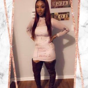 Mesh Patchwork Letter Print Sexy Mini Dress